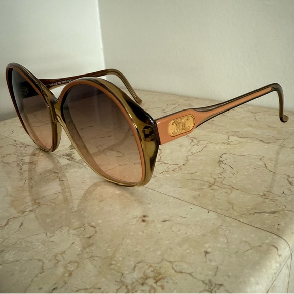 Celine Vintage Chic Oversized Sunglasses - Brown and Gold